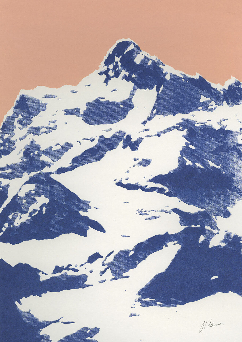 Screenprint of alpine mountain. Contemporary wall art. Curated art. Wall art prints. Framed wall art. Art for interior designers. Contemporary art for Christmas.    