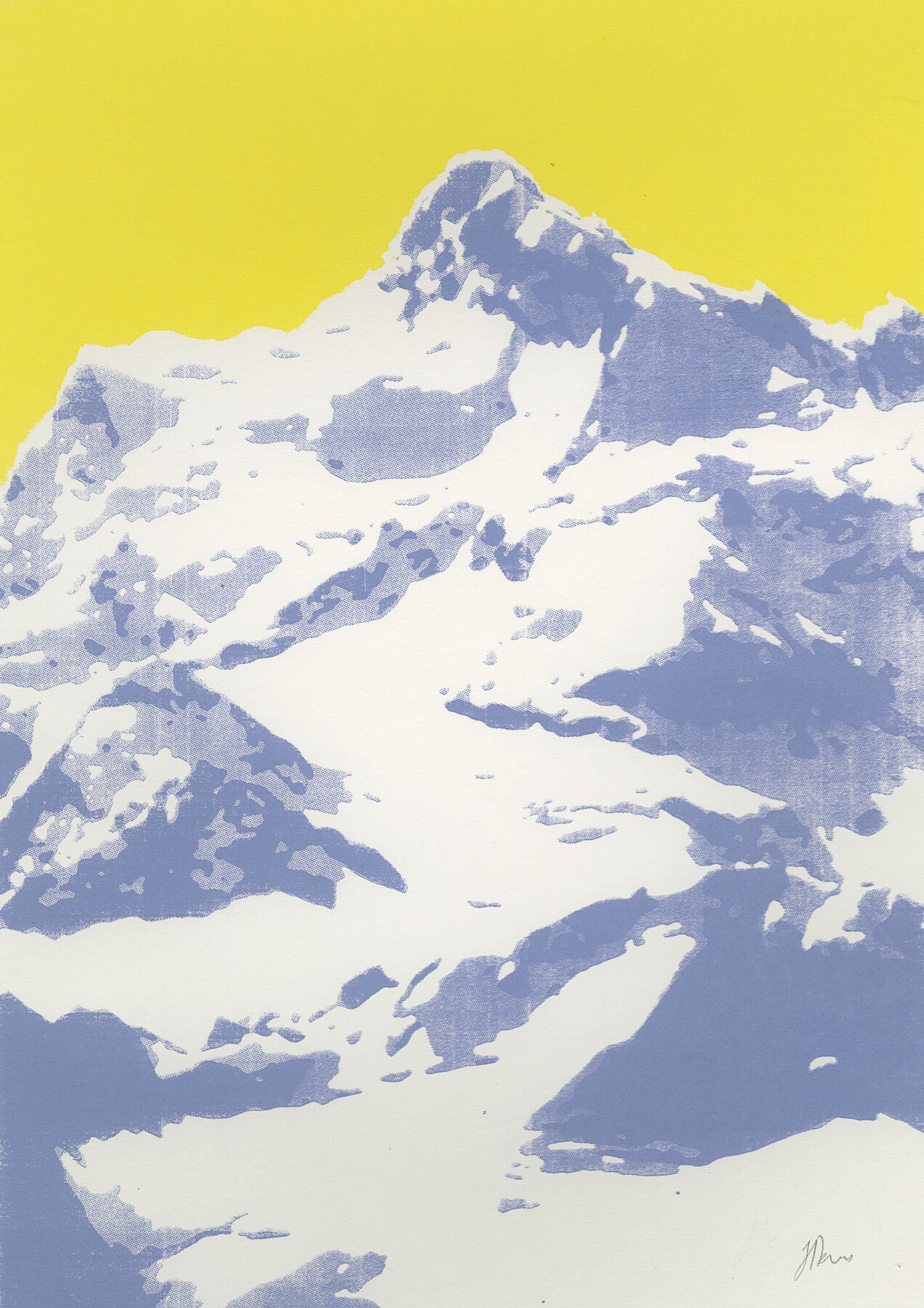 Screenprint of alpine mountain. Contemporary wall art. Curated art. Wall art prints. Framed wall art. Art for interior designers. Contemporary art for Christmas.    