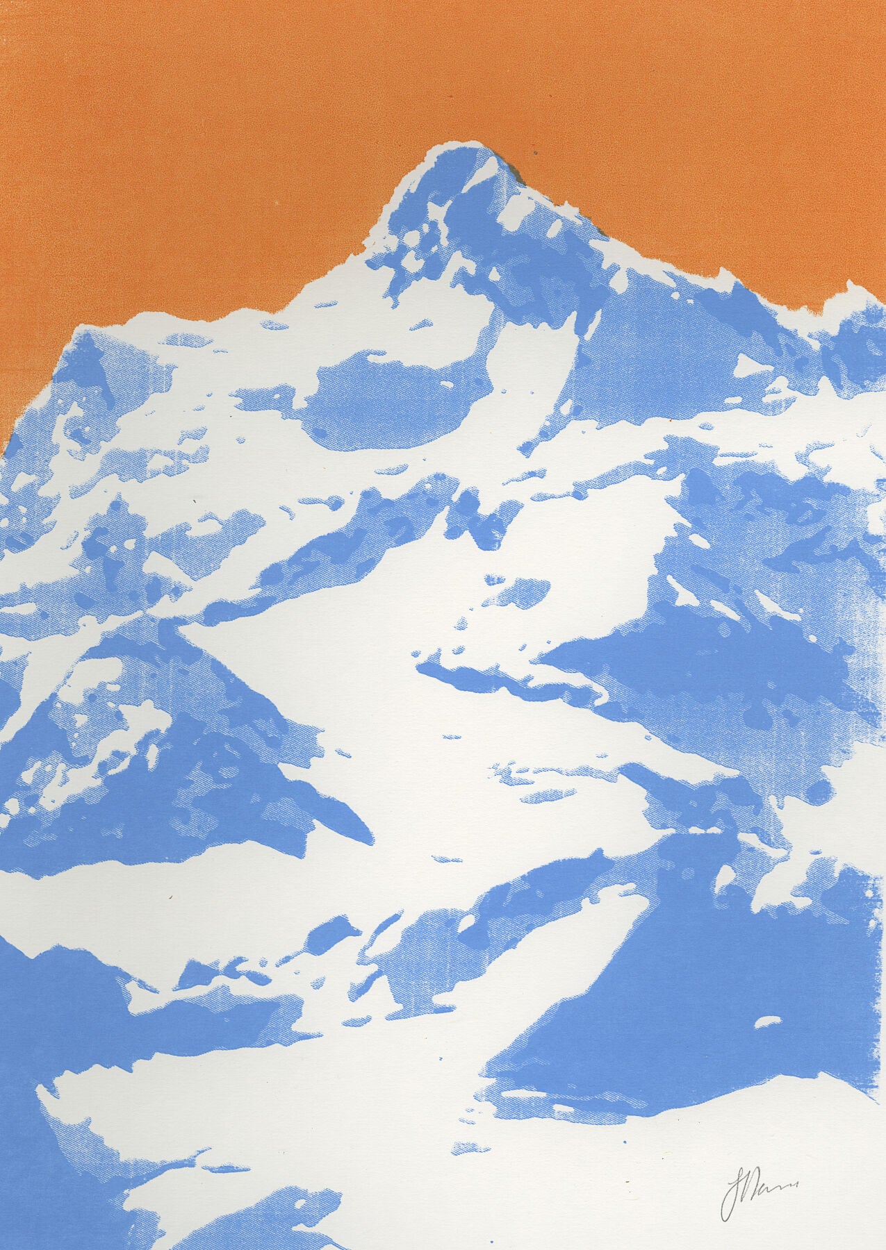 Screenprint of alpine mountain. Contemporary wall art. Curated art. Wall art prints. Framed wall art. Art for interior designers. Contemporary art for Christmas.    